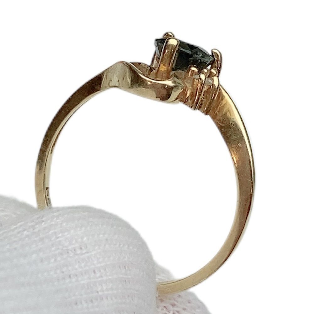 Women’s 14K Heart Blue Sapphire Yellow Gold Ring Sz 6 - Picture 6 of 16